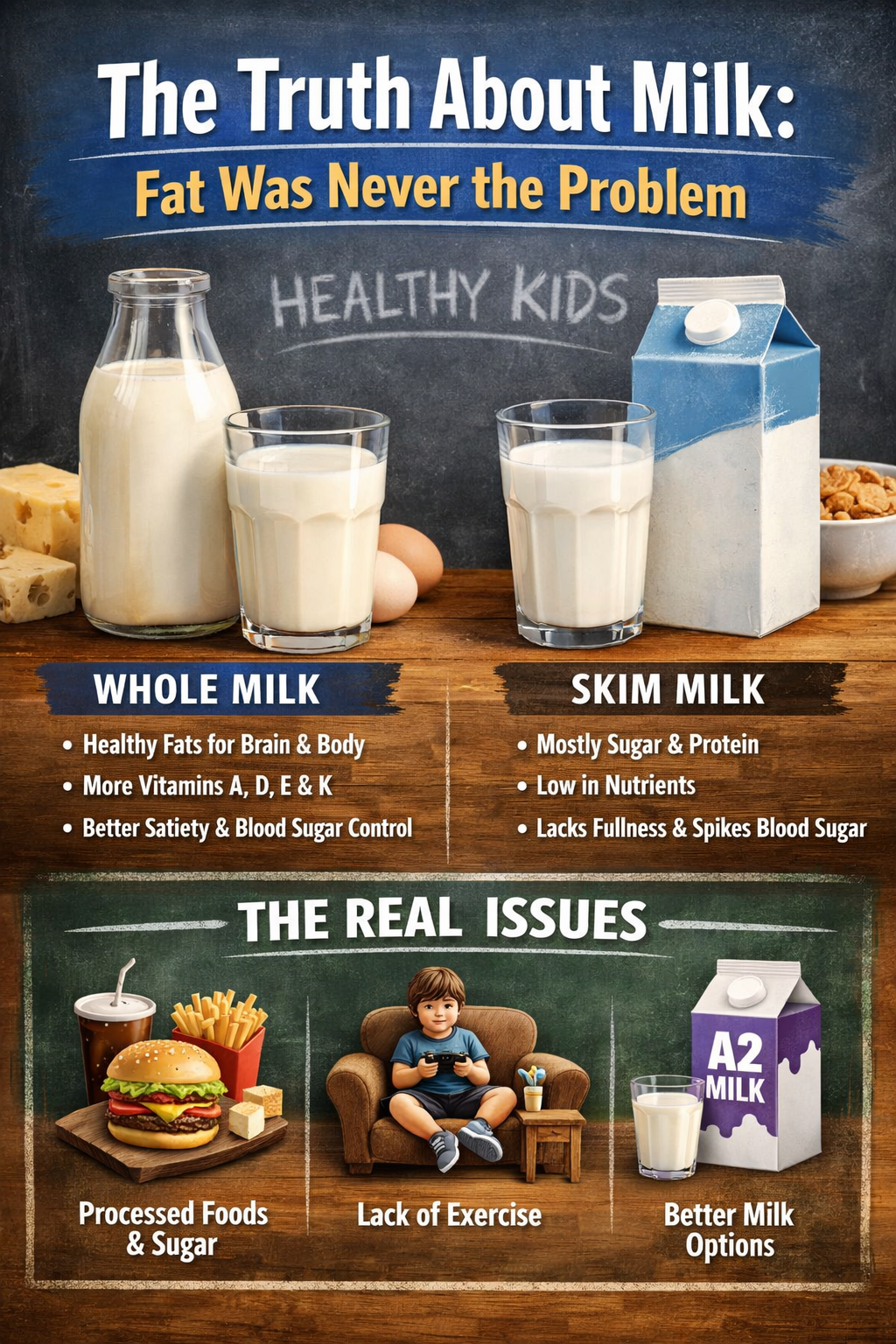 Whole Milk vs. Skim Milk: Why Fat Was Never the Problem